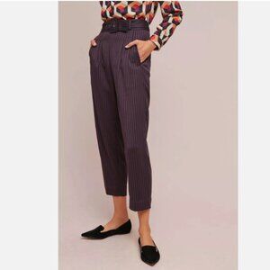 Anthropologie Linework Trousers Womens 6 Work Office Striped Fisherman Cropped